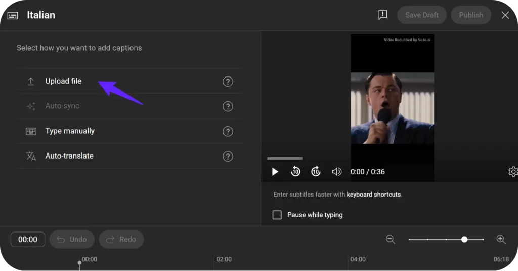 Upload Your Translated Subtitles with .srt file