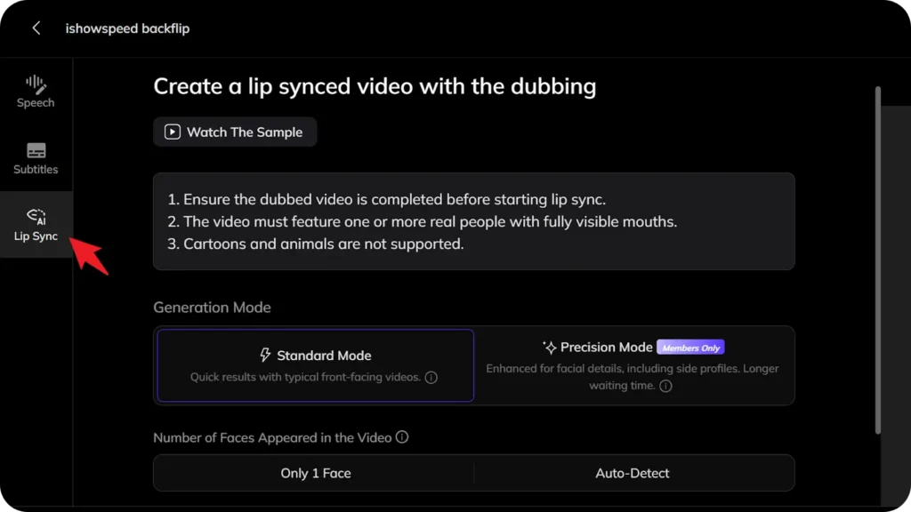 Lip-Syncing Option
