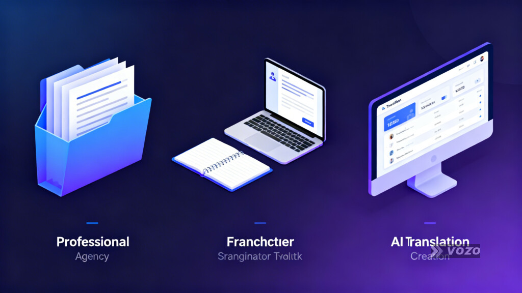 Three subtitle workflow options: agency, freelancer, and AI
