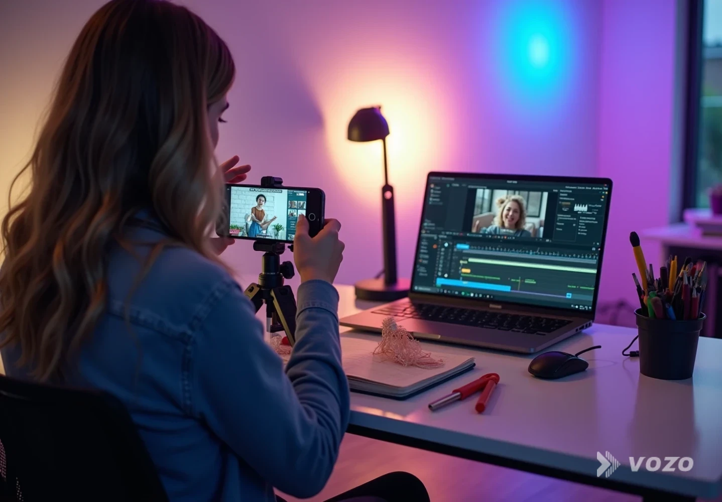 Handmade seller filming a product demo with editing screen