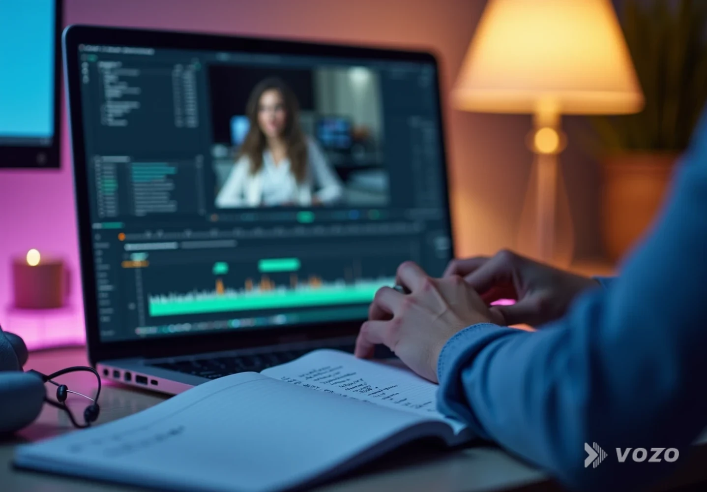 Hands creating a checklist for video translation workflow