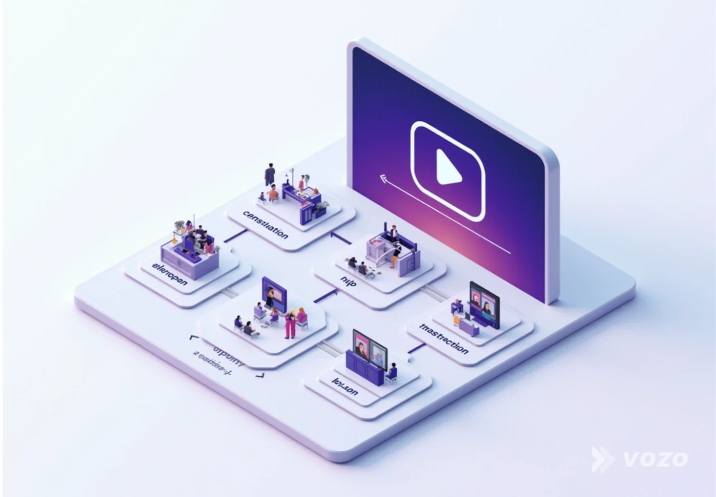 Isometric workflow showing steps of video localization