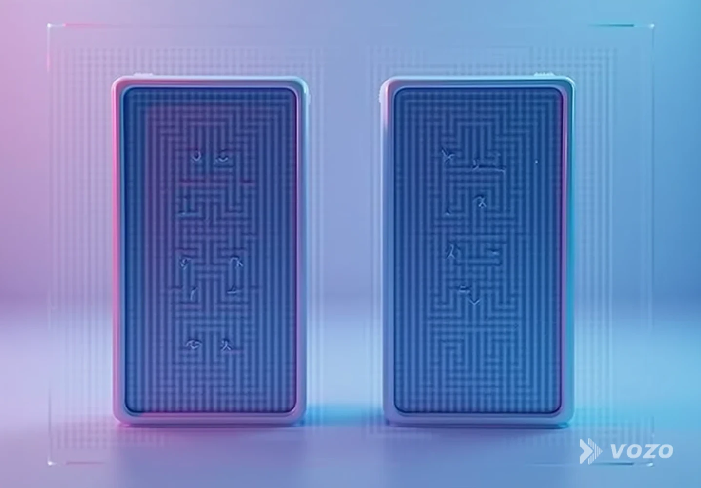 Split-screen showing editable overlay layers swapped per language